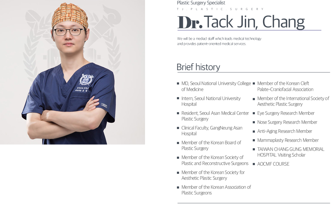 TJ Plastic Surgery Dr Tack-Jin Chang Profile